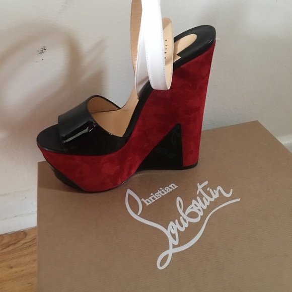 Christian Louboutin Shoes - Christian Louboutin red and black wedge sandals